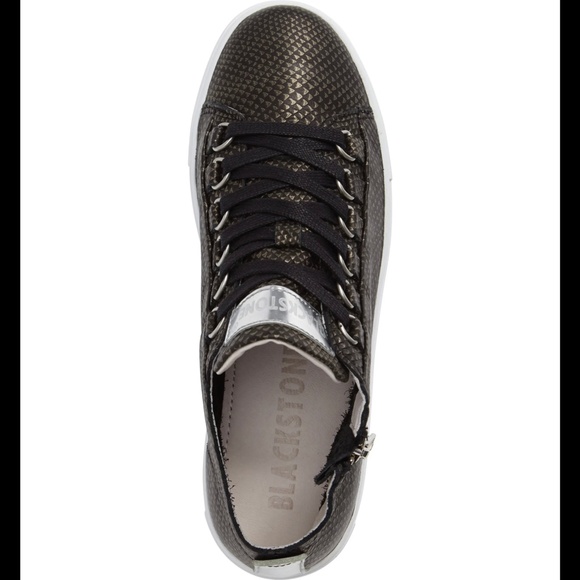 BLACKSTONE NL28 Leather Black Snake Midi Sneakers - Picture 3 of 10